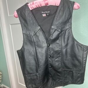 Steer Brand Medium black leather vest Made in USA